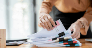 Divorce checklist Florida – person organizing financial and legal documents before divorce consultation