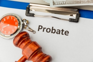 A probate labeled on a document with a gavel.
